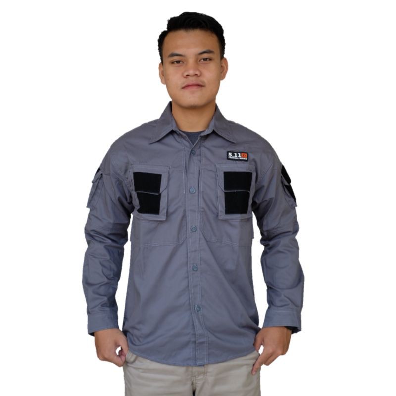 Kemeja Tactical 511 Tangan Panjang Bahan Drill Abu