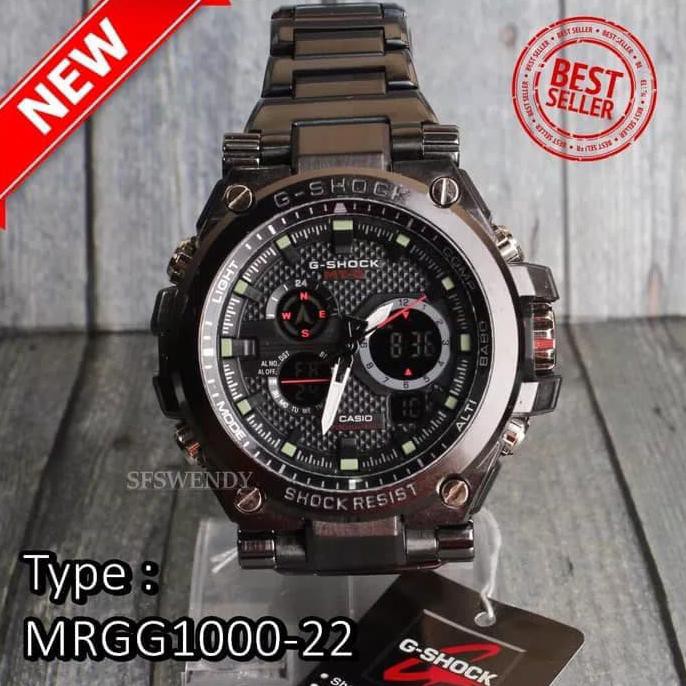 New Jam Tangan Pria Gshock Mtg1000 Rantai Full Black Water Resist Berkualitas