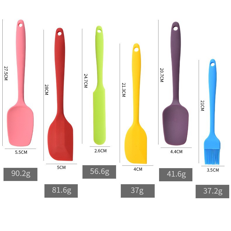 Spatula Set Sutil Alat Masak Silicone Food Grade 1Set isi 6 Pcs