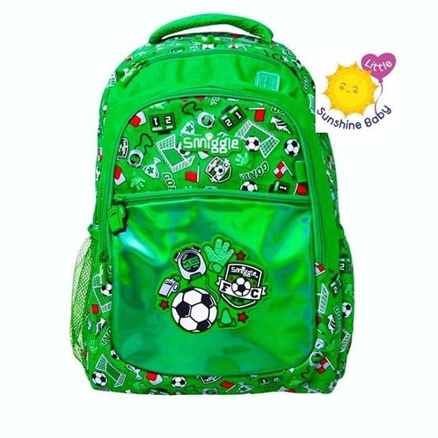 Smiggle Green Soccer Backpack - Tas Ransel Anak Smiggle Motif Bola Ori