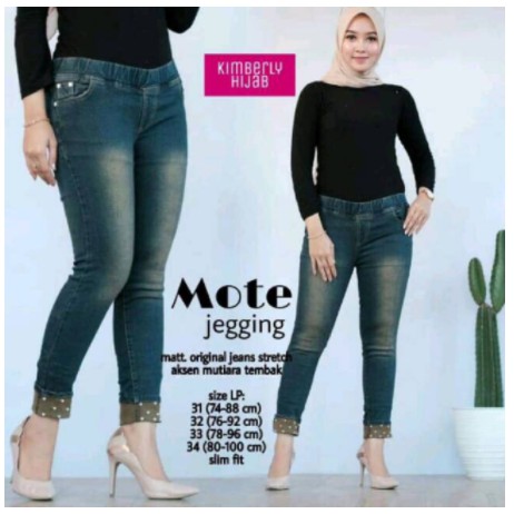 MOTE Jegging jeans bahan melar pinggang full karet (MTA_GRN/BRWN)