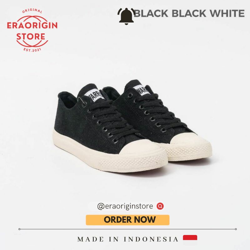 Sepatu Sneakers Pria Warrior Sparta Hitam Putih Low Original