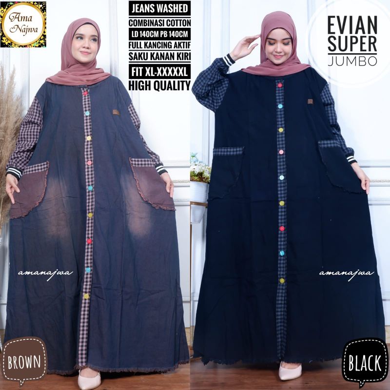 evian super jumbo gamis jeans ld 140
