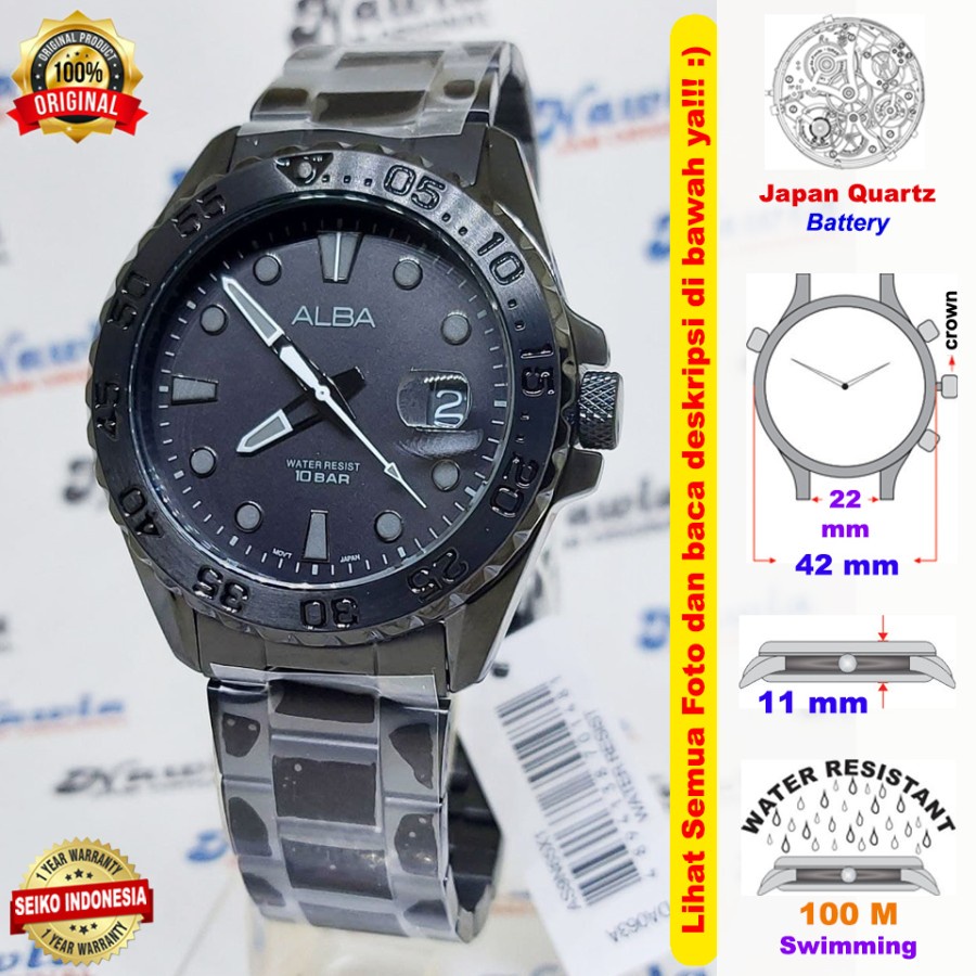 Alba Quartz AS9N65X1 Full Black - Jam Tangan Pria AS9N65