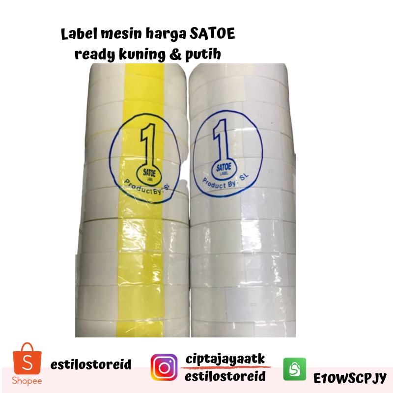 

LABEL SATOE PUTIH /LABEL SATOE KUNING 16mm x 23mm / LABEL SATO PUTIH/ LABEL HARGA