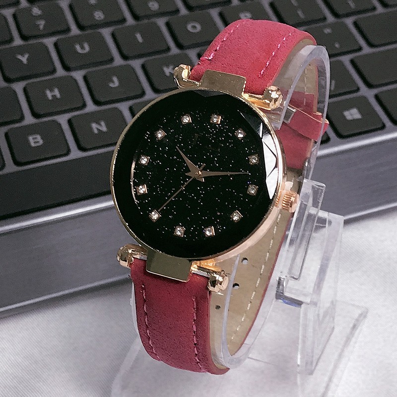 8035Starry Harajuku Fashion Lady Perhiasan Bunga Kaca Scrub Belt Roman Style Quartz wanita Watch