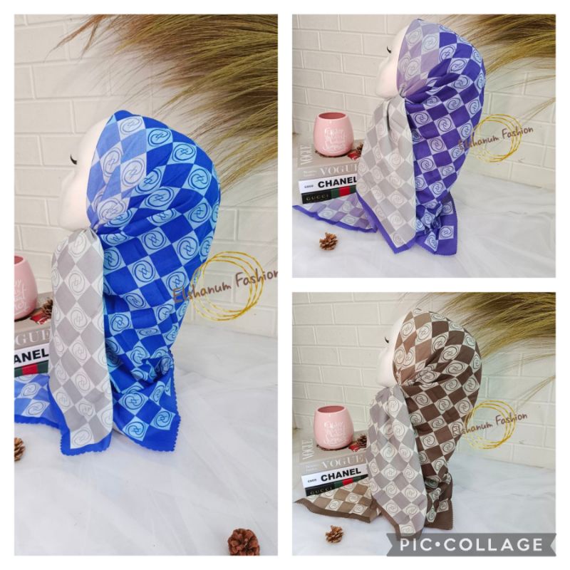 DEENAY KW HIJAB MOTIF TERBARU BULAT KOTAK ELEKTRIK