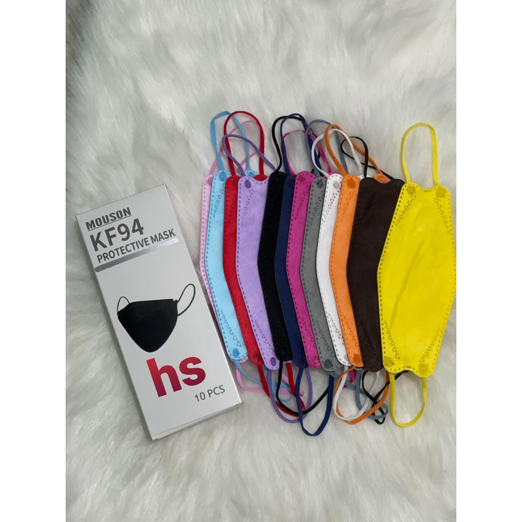 MODEL SENSI/MASKER KF94 10PCS WARNA TALI SENADA MOSUON MASKER ANTIVIRUS