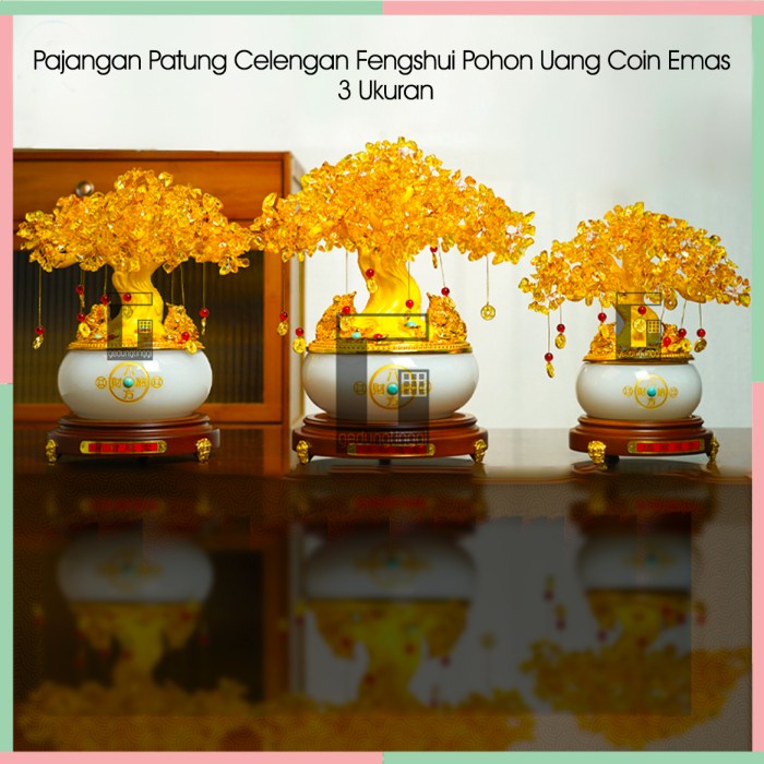 Pajangan Patung Hiasan Hadiah Kado Meja Kantor Aesthetic Pohon Benda Fengshui Fengsui Feng Shui Tree Tanaman Bambu Dewa Dewi Rejeki Rezeki Hoki Kantong Celengan Atm Anak Target Uang Duit Coin Emas Gold Keberuntungan Giok Resin Decoration Lucu Unik Jumbo