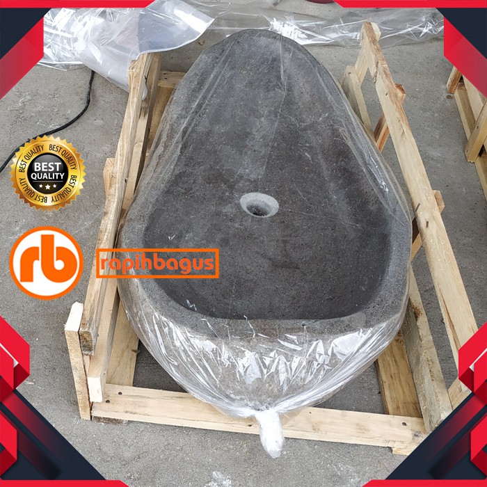 wastafel batu kali 60 cm  ukuran jumbo besar natural unik di meja bukan tempel dinding tembok pipa s