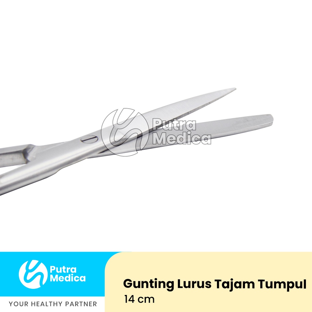 Gunting Jaringan Bedah Operasi Medis Lurus Tajam Tumpul 14cm / Surgical Scissor Stainless Steel