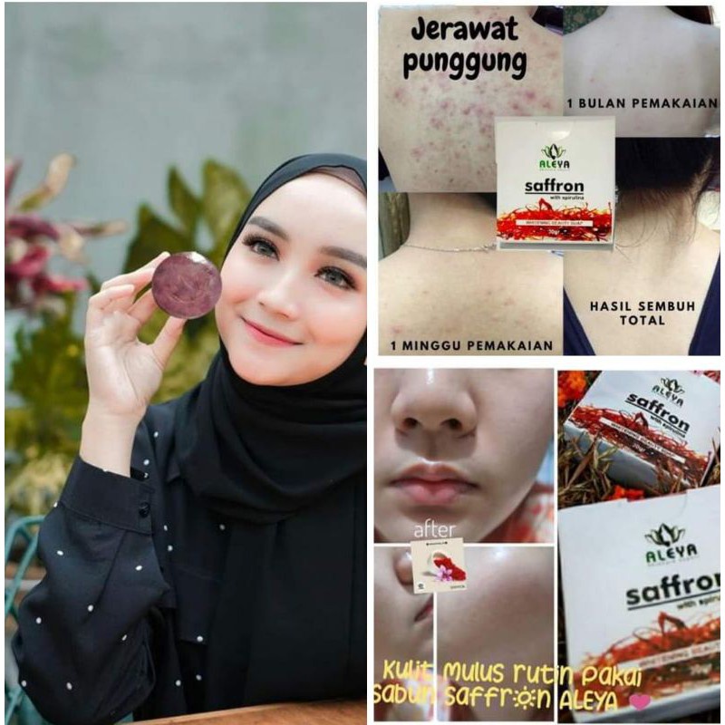 Sabun Saffron Aleya Spirulina 20gr Pemutih Whitening Beauty Soap jerawat flek kusam