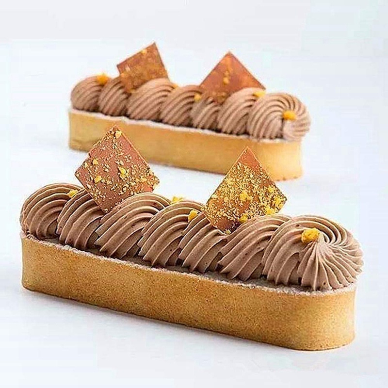 12pcs Cetakan Tartlet Oval French Dessert Mousse Buah Pie Tart Ring Quiche Cake Mold, Stainless Steel Tart Mousse Ring