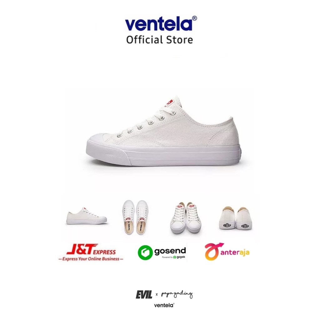 Sepatu Ventela Basic Full/All White Badjatex Sneakers Shoes Original Ventela
