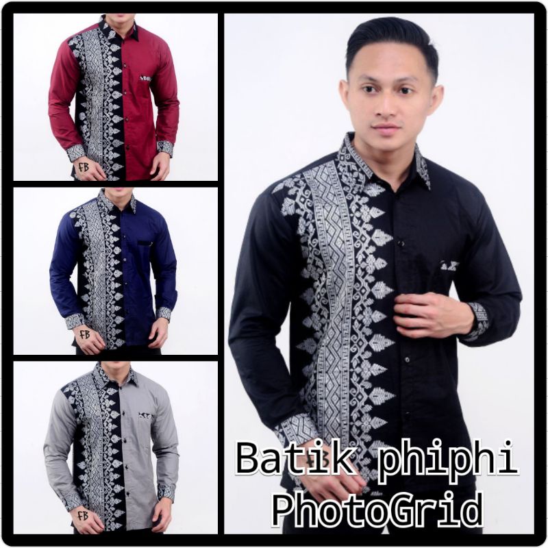 Kemeja Batik Kombinasi Pria Lengan Panjang Size M, L, XL, XXL ( ORIGINAL )