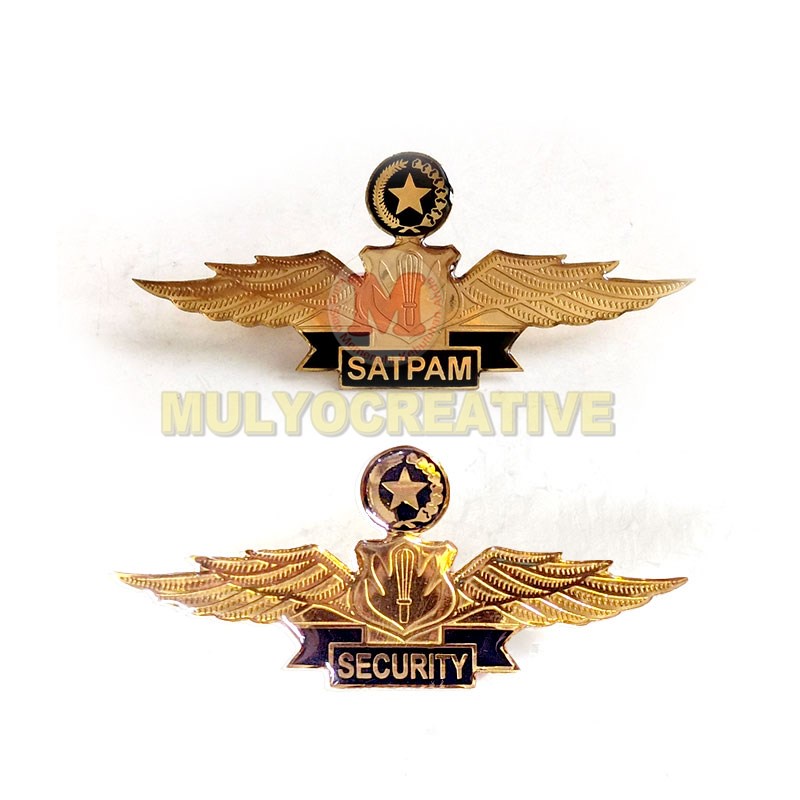 Lencana Wing Logo Bintang Padi Dan Kapas Satpam Security Pengait Magnet