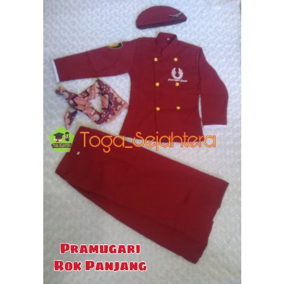 BAJU KOSTUM PRAMUGARI MAROON &amp; PINK ROK PANJANG