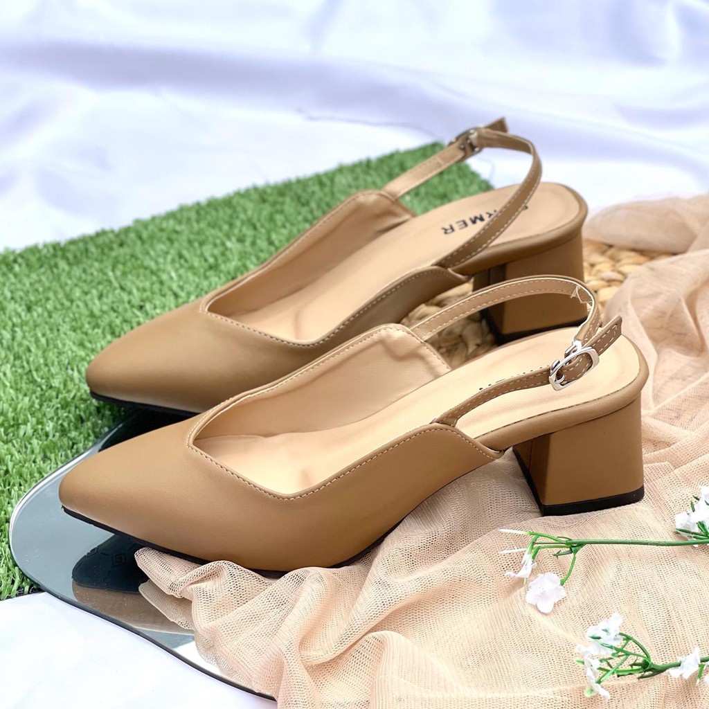 Sepatu Heels Wanita Sepatu Hak Tutup Sepatu Kerja Cewe Houndstooth Sepatu  J7216 Sandal Hils Wanita 