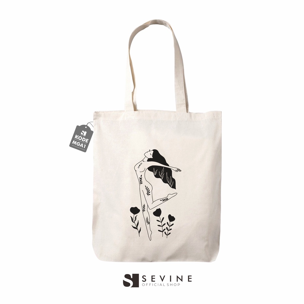 Sevine Tote Bag Resleting Tas Wanita Fashion Totebag Laptop Girl Aesthetic Art - MGA