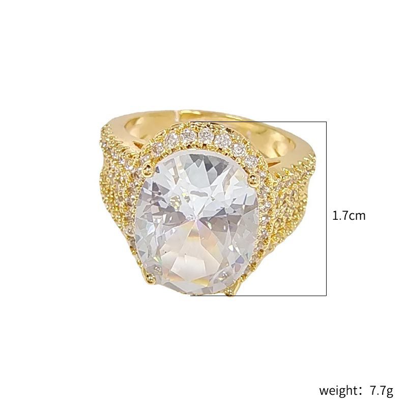 Set Cincin Berlian Oval Empat Cakar Model Terbuka Untuk Wajah Lebar