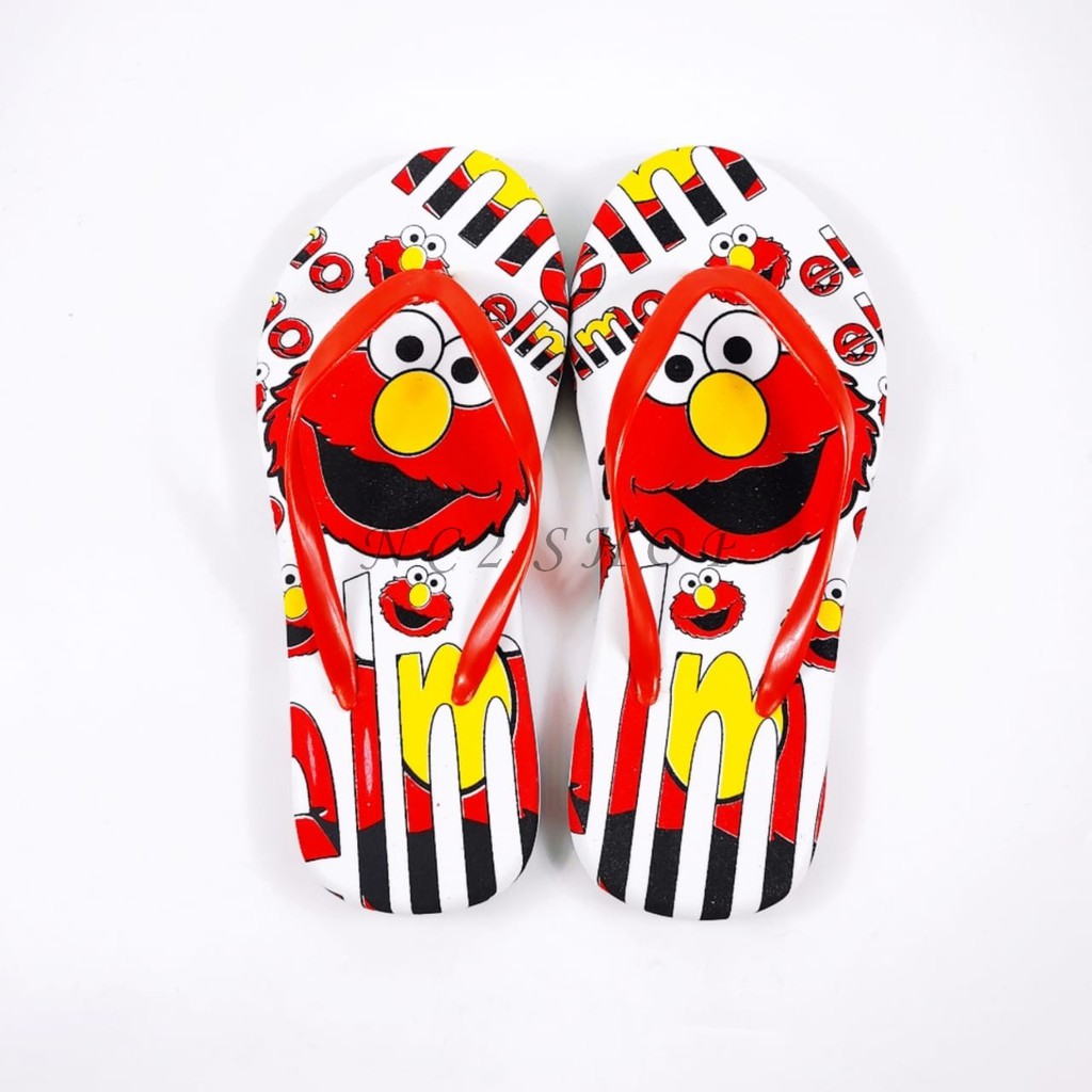 NC Sandal  Wanita  flip flop Motif elmo  Garis Terbaru 