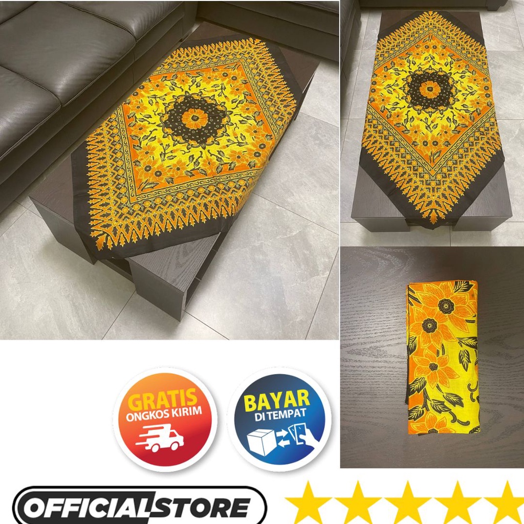 Taplak Meja Tamu Persegi Empat Panjang Kotak Set Motif Kain Batik Halus Tradisional Katun Ukuran 100