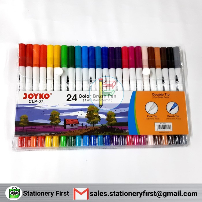 

kaligrafi-perlengkapan- brush pen joyko 24 warna clp-07 2in1 (kuas dan pena warna) set