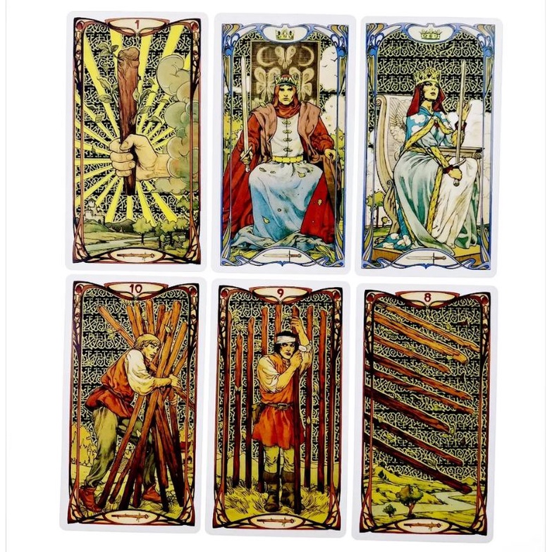 Golden Art Nouveau Tarot 12x7cm include guide paper