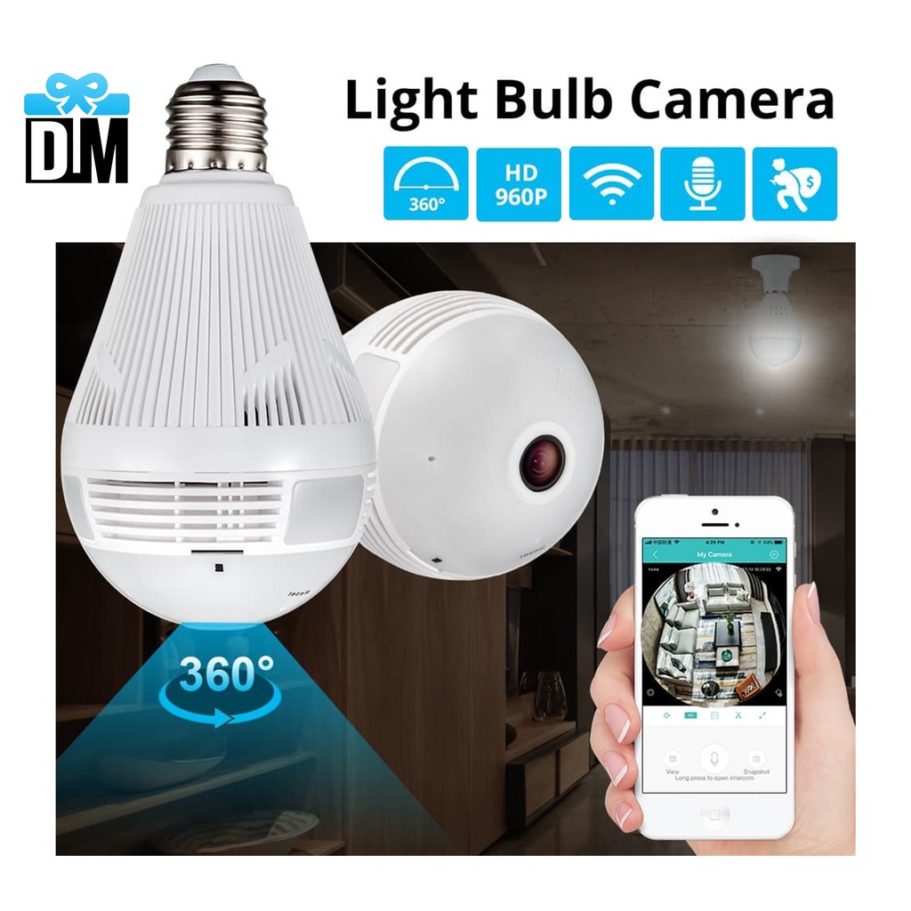 Kamera CCTV IP CAMERA CCTV BOHLAM V380 PRO A9 WIRELESS WIFI 360P-1080p Kamera Pengintai Lampu Rahasi