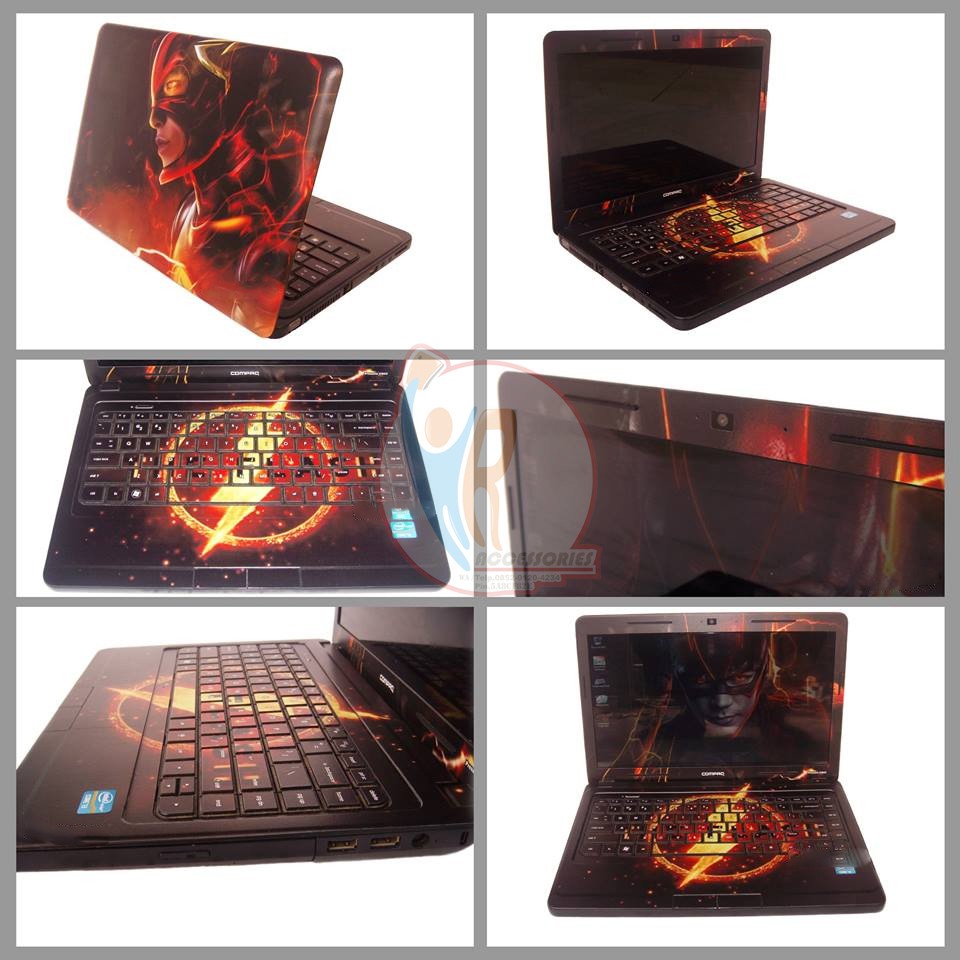 Original Garskin Laptop Full Body Compaq CQ43 Motif Flash (Motif & Design Bisa Request Dari Kamu)