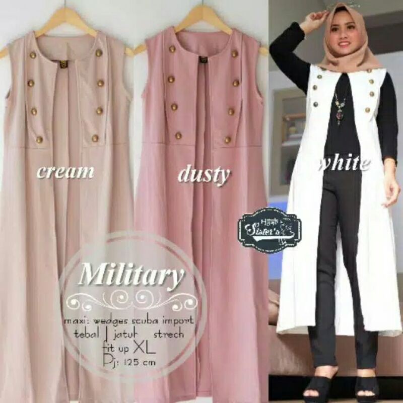 Terbaru Outer Long Tunik/Tunik Rompi Panjang/Rompi Blazer/MILITARI LONG OUTER IK (VARR)