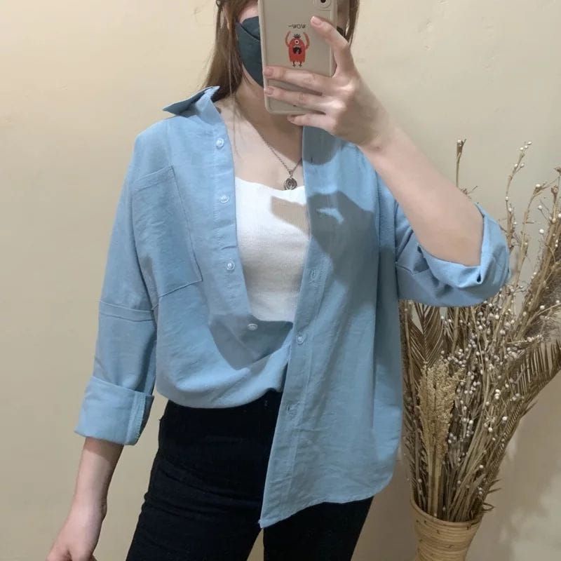 Kemeja Wanita Lengan Panjang Oversize Olivia Shirt Linen