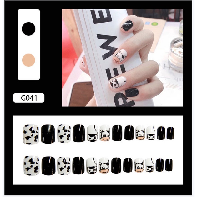 3D Kuku Palsu 24pcs/(FREE LEM)Set DIY Instant Nail Art Fake Nails Bridal Wedding Akrilik/24 pcs Kuku Palsu 3D / Stiker Kuku Palsu / Kuku Palsu Premium With Box/ Pemoles Kuku-G041
