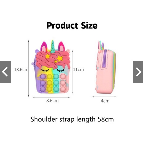 TAS ANAK PONY POP IT JELLY FASHION | TAS SLEMPANG ANAK SLING BAG DOMPET RAINBOW UNICORN