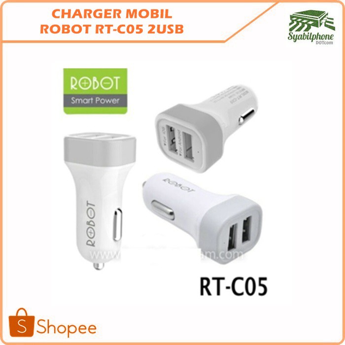 Car Charger Robot RT-C05 2A Dual Usb - Charger Mobil Robot 2A