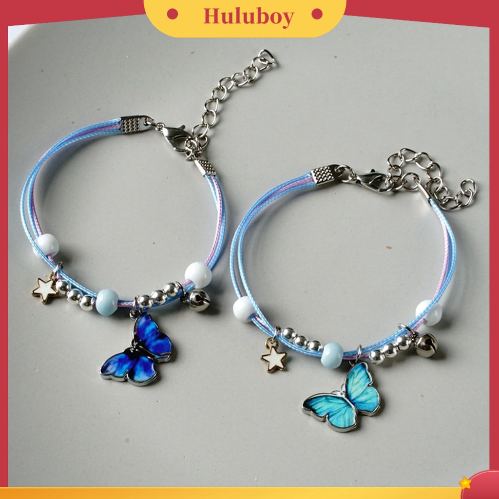 Hu Hu Hu Hu Hu Alat Bantu Pasang Kacamata♡ Gelang Tali Kepang Multilayer Aksen Butterfly Star Bell Untuk Pasangan
