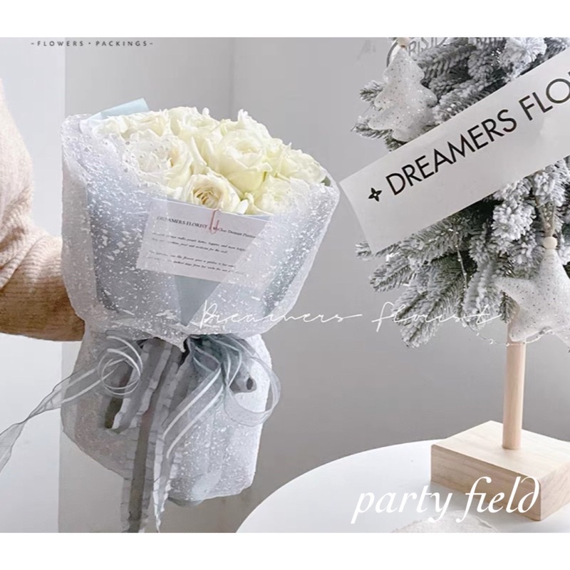 [10LEMBAR] TXT Flower bouquet wrapping snowy / kain buket bunga / kertas buket bunga