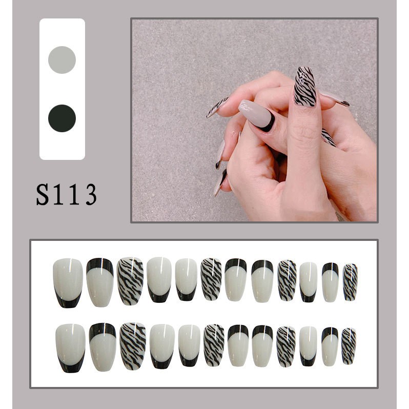24PCS/SET Simulasi Lem Alpukat Memakai kuku palsu R Perawatan Kuku Palsu-S113