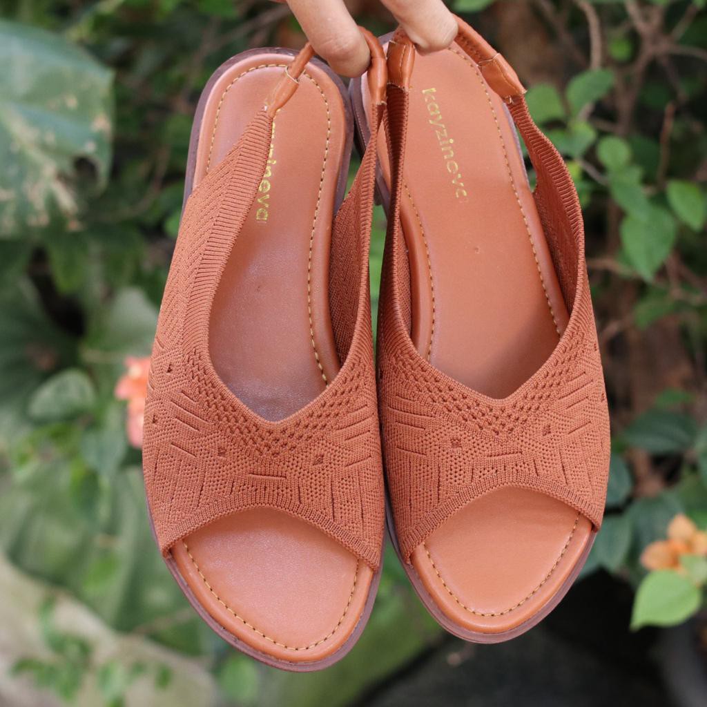 KAYZINEVA | AB07 Sepatu Sandal Flat Wanita Tali Belakang Rajut Premium