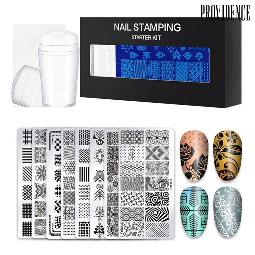 Providence 1 Set Nail Art Template DIY Template Mold Printing Steel Nail Stamping Plate Kit Tool for Nail Salon