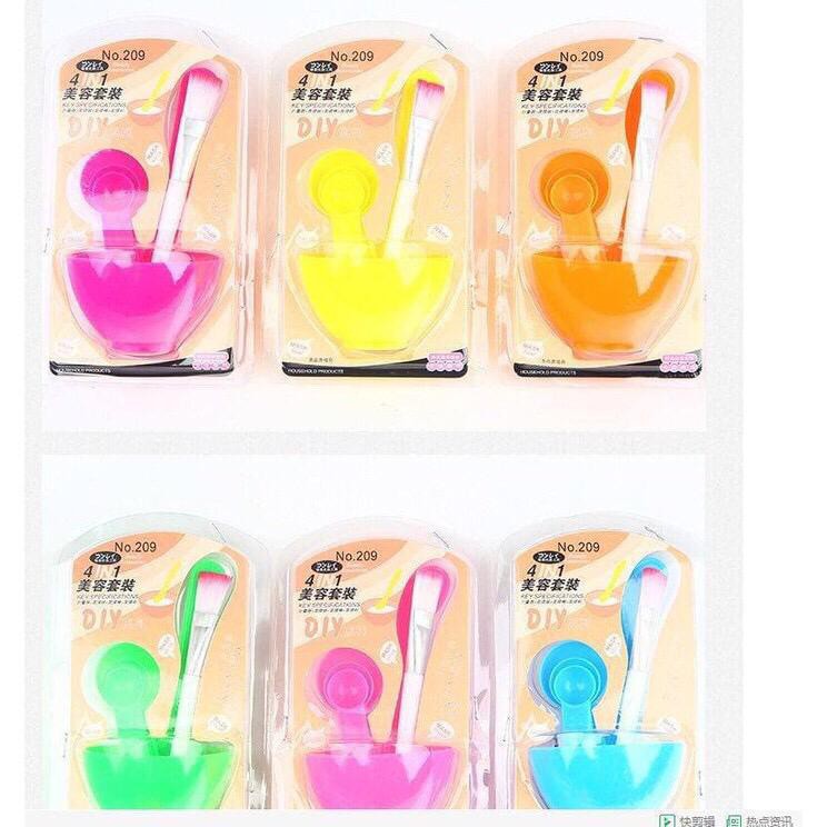 Grosir - K145 Mangkok Masker Set 4 in 1 / Kuas Alat Make Up / Mask Bowl / Mask Tool