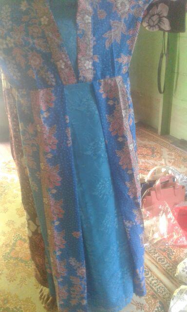 Qnunbatik Batik Keluarga/family Gamis Muslim Krisdayanti (kd) Dsr Warna Biru