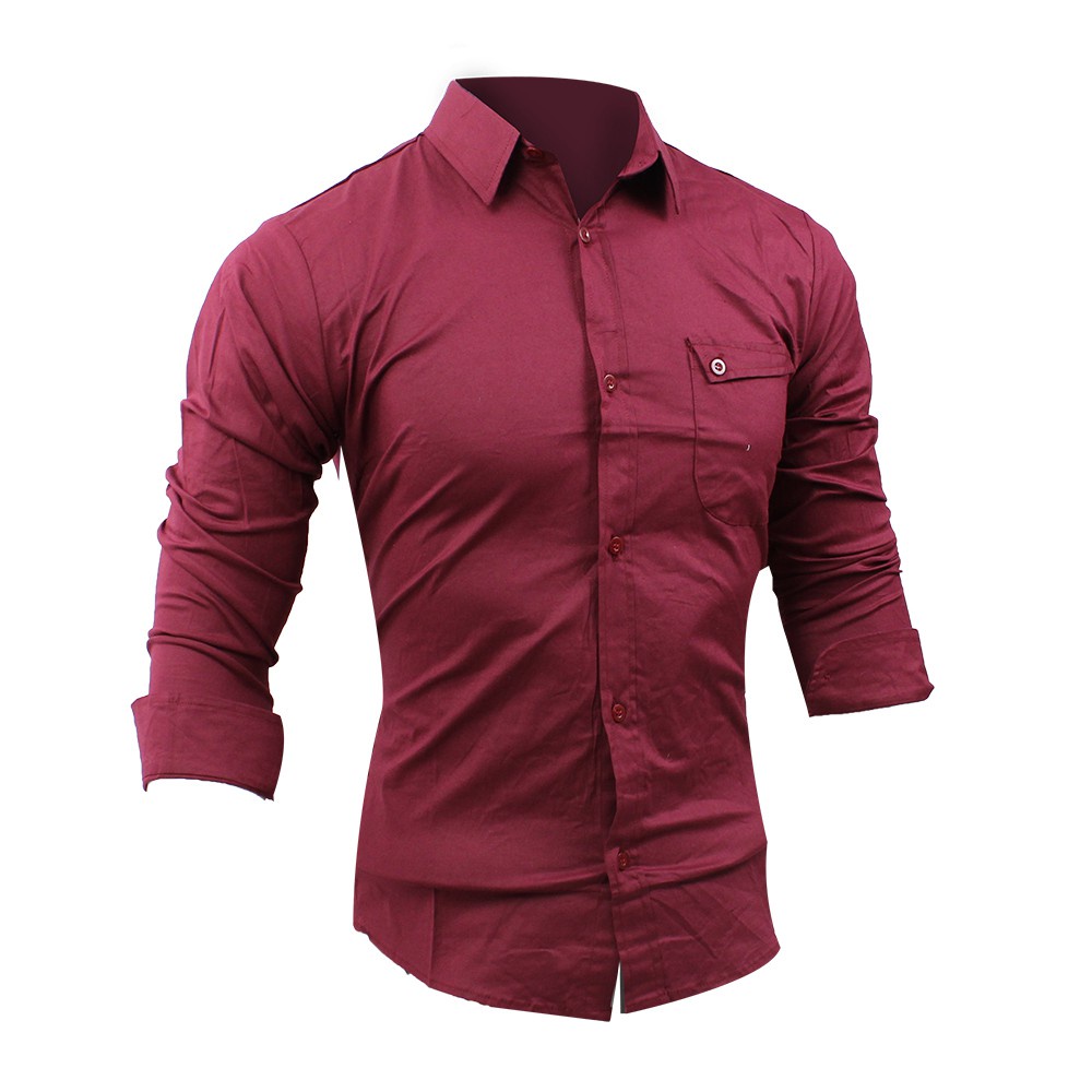 HipNop Kemeja Pria Lengan Panjang SlimFit Atasan Pria Formal Kasual Polos Pakaian Cowok Cowo XL 6