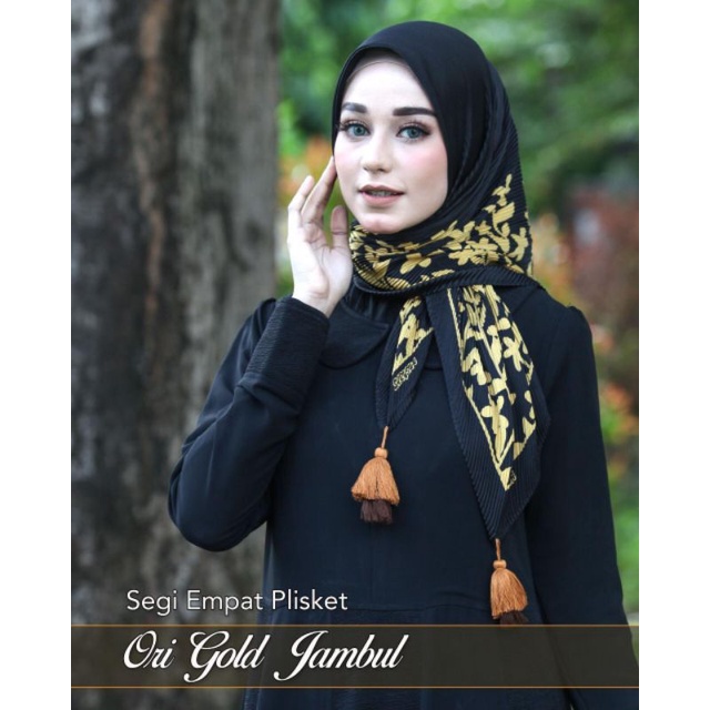 hijab jilbab segi empat square plisket jambul motif rumbai