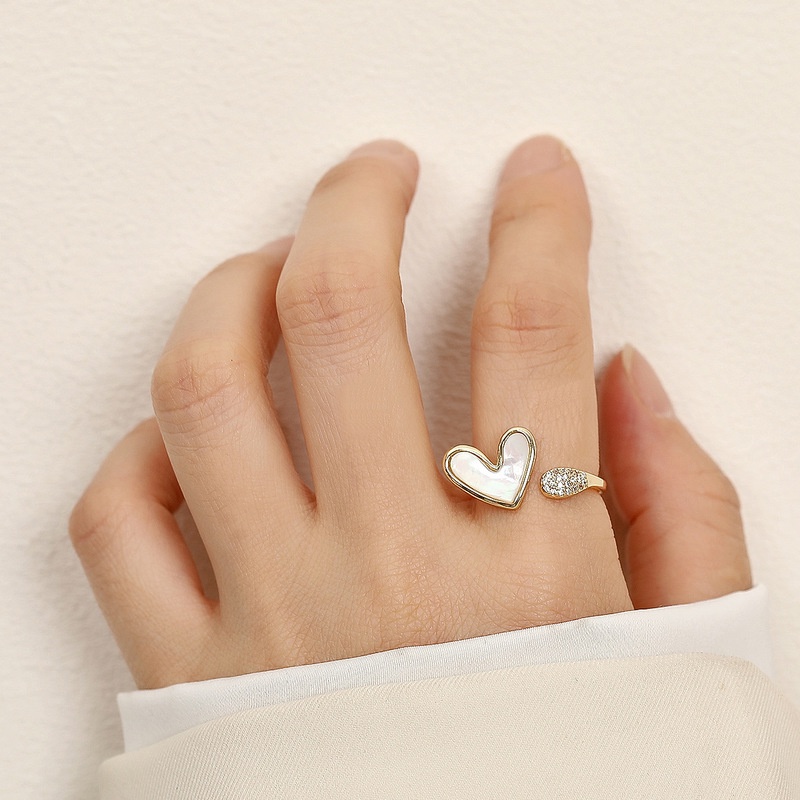 Cincin Jari Telunjuk Desain Hati Warna Permen Untuk Wanita