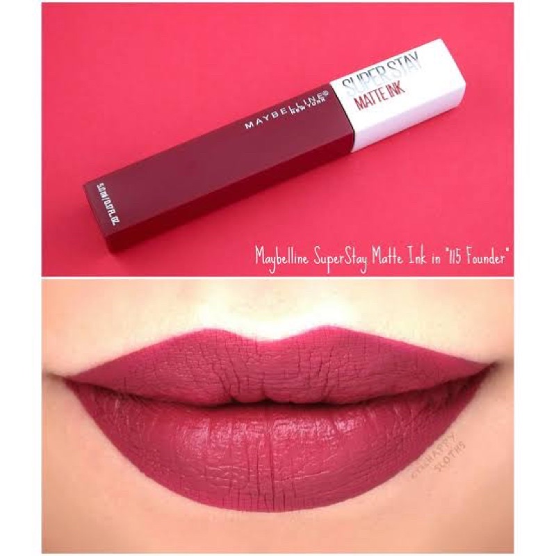 Superstay Matte Ink 115 Founder - Liquid Long Lasting Waterproof Matte Lipstick Lipcream Make Up Transferproof Tahan 16 Jam
