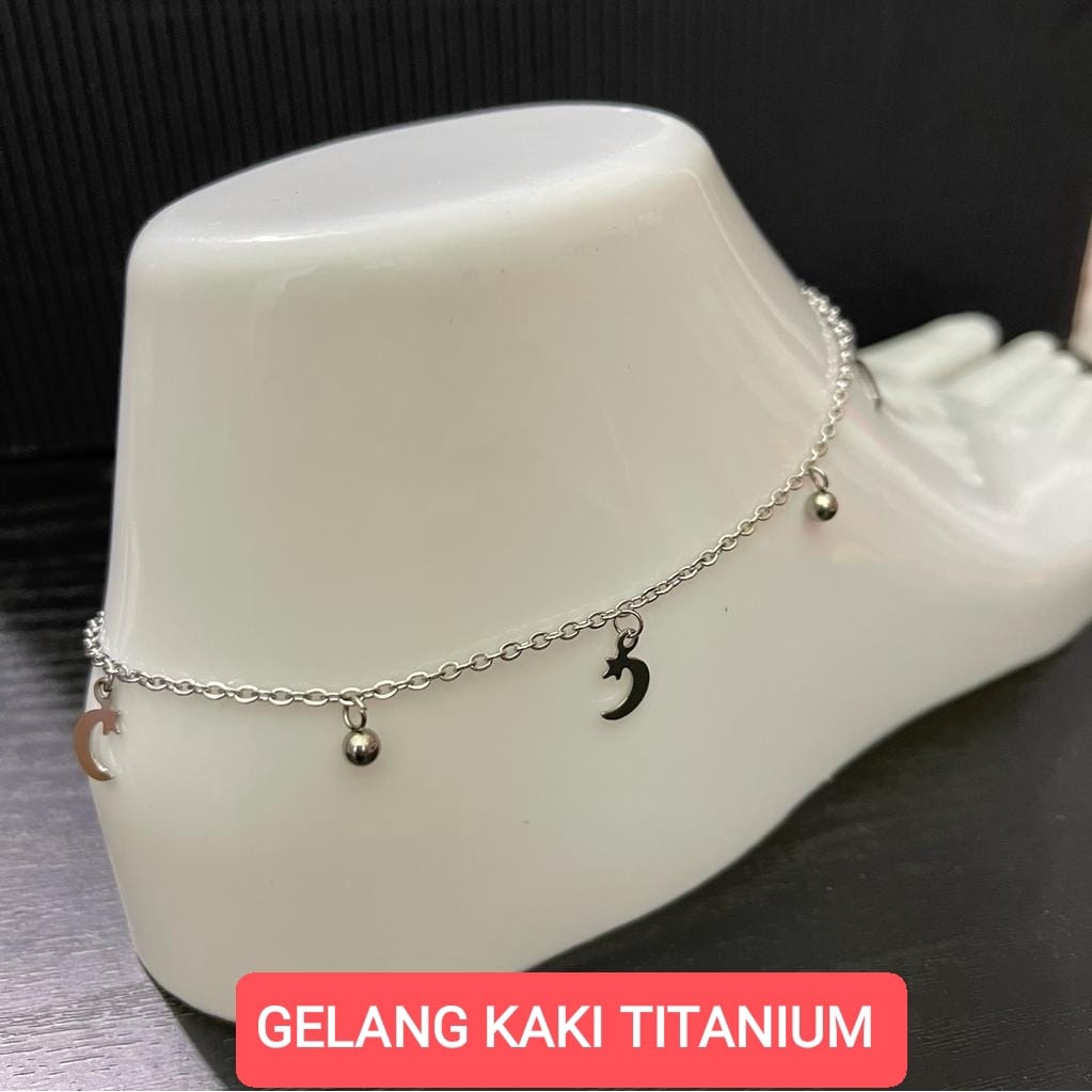 GELANG KAKI TITANIUM WANITA SILVER/EMAS /GELANG KAKI WANITA TERLARIS/GELANG KAKI WANITA TERMURAH/GELANG KAKI XUPING