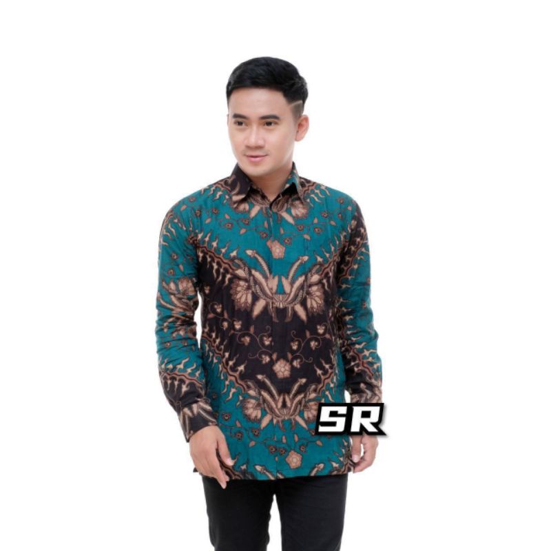 KEMEJA BATIK PRIA SIZE M L XL XXL  BSWART BatiK HRB026 Kenongo Hem Panjang Padi