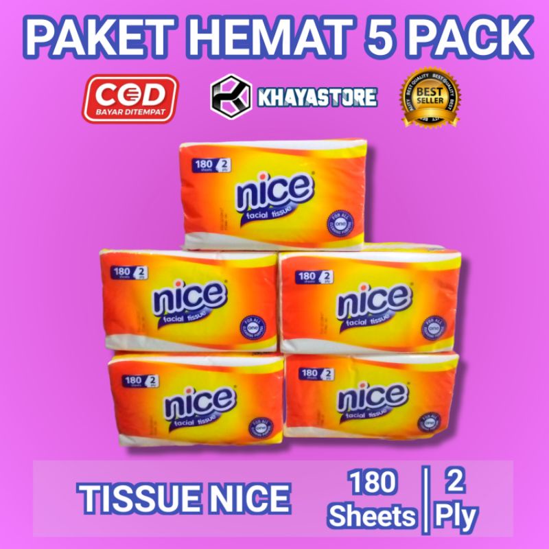 paket hemat 5 pack tisu nice 180 sheets  tisu murah tisu facial tisu grosir
