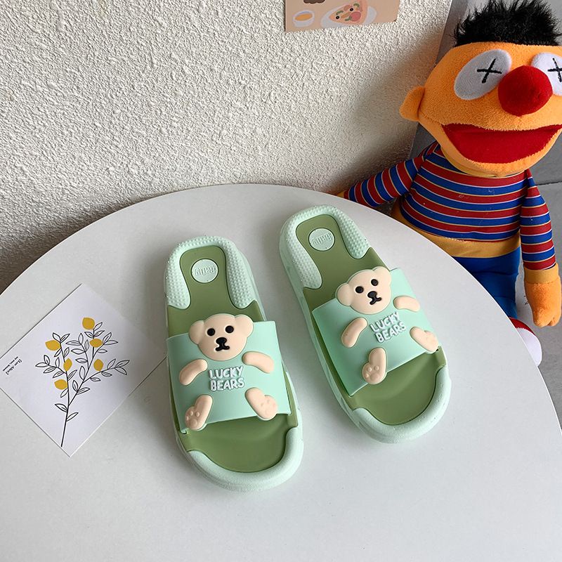 [littlecrab] Sandal Anak Lucky Bears Colorful Kids Sandals High Quality Cute Teddy Bear Sandal Selop Anak Berkualitas Sandal Selop Motif Beruang Teddy Lucu Unik Biru Pink Kuning Biru Anti Slip Korean Style